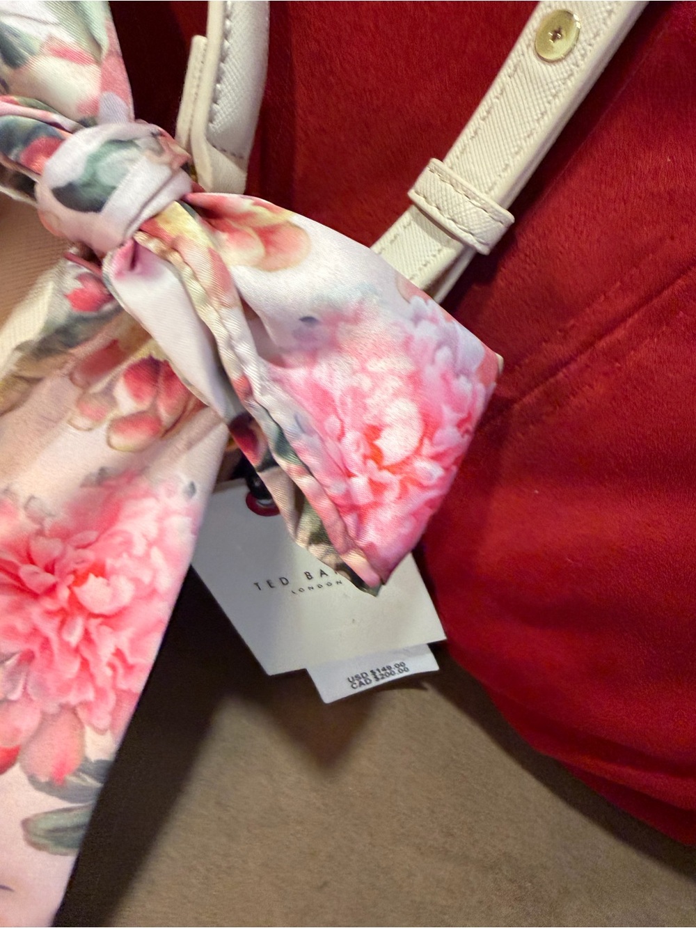 Ted Baker Pink Floral Silk Scarf Tie